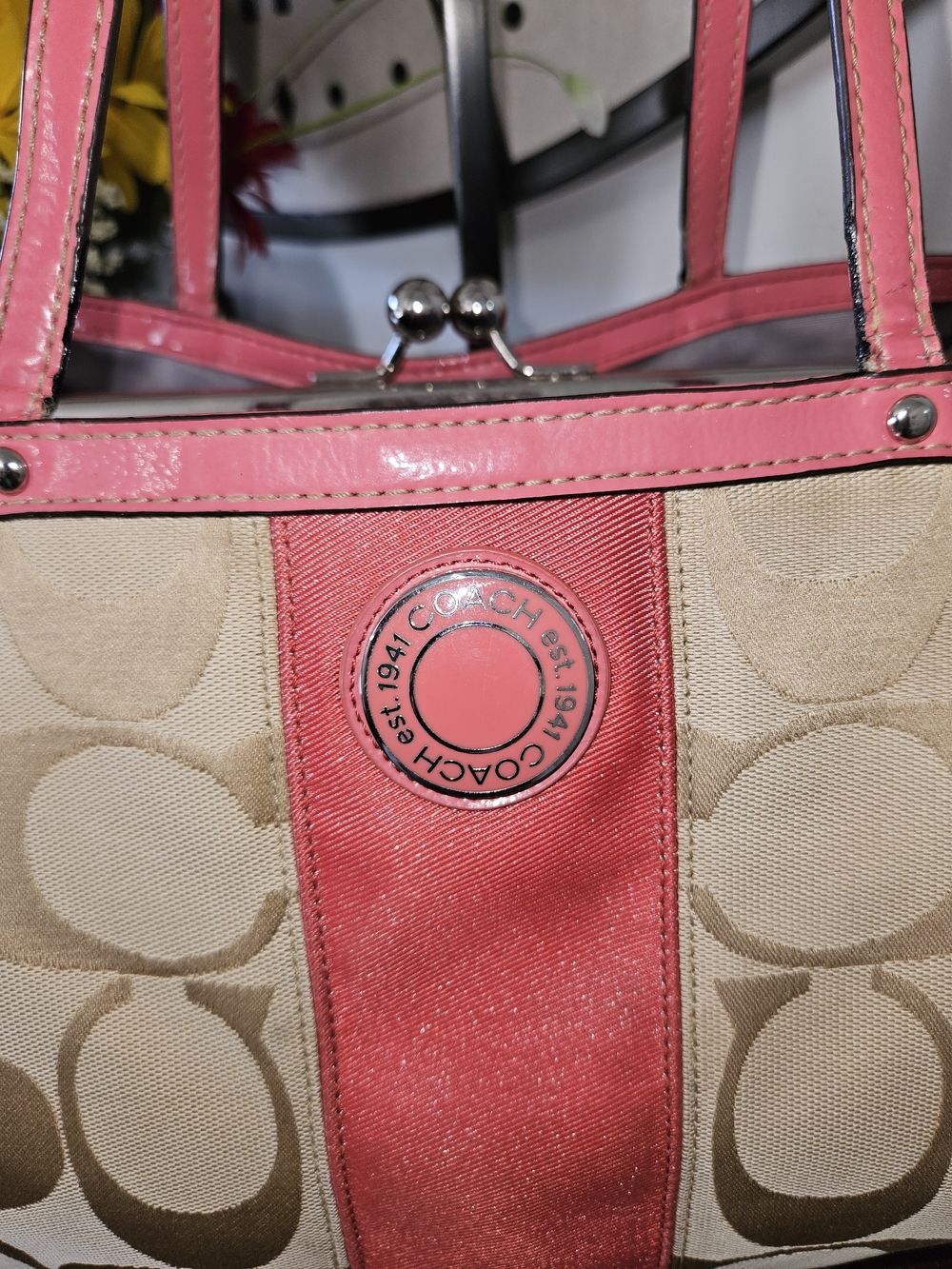 Coach Pink Signature Canvas Tote - Gem